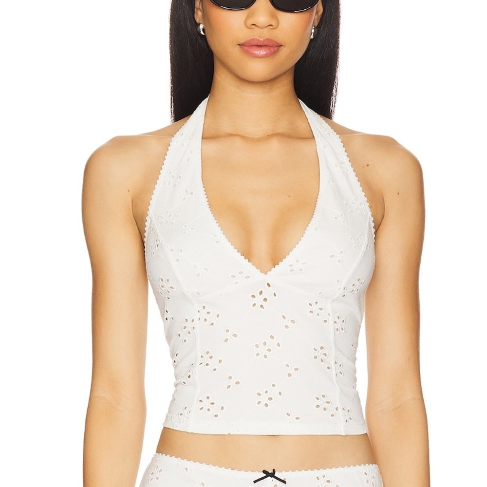 Intimately Free People Full Bloom Halter Top In Ivory Large NWT